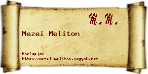 Mezei Meliton névjegykártya